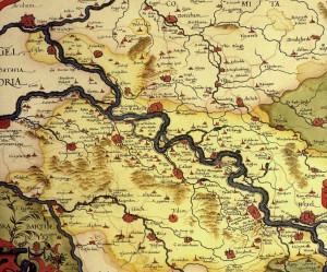 Kaart van regio Goch in 1557 door Christian sGrooten.